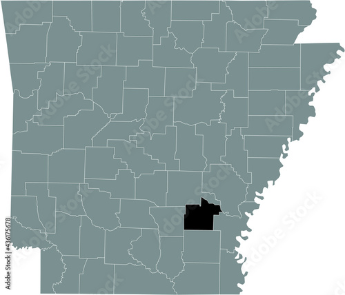 Black highlighted location map of the US Lincoln county inside gray map of the Federal State of Arkansas, USA