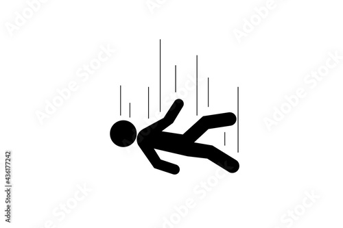 Caution symbols with stick figure man falling