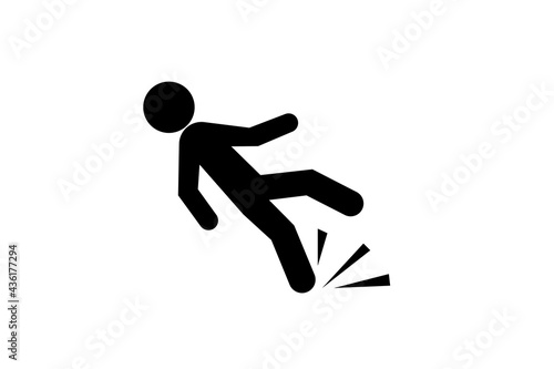 Caution symbols with stick figure man falling