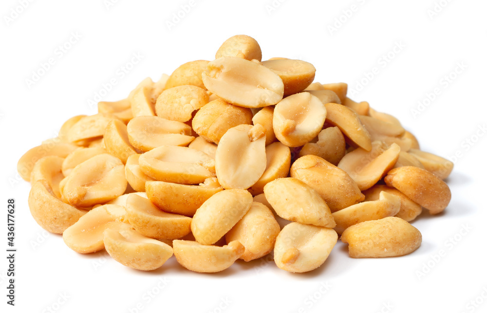 pile of roasted peeled peanuts isolated on white background pile of roasted peeled peanuts isolated on white background