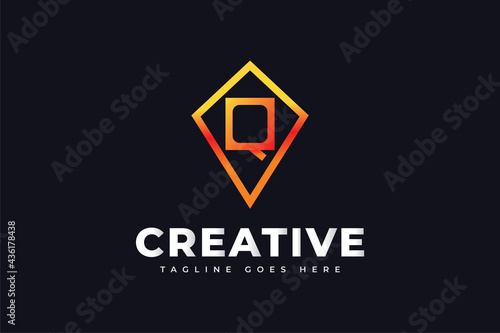Free Download Initial Letter Q Logo Design with Line Style in Orange Gradient. Usable for Business and Branding Logos - GFXLoad