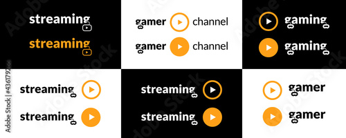 Gaming and streaming logo set