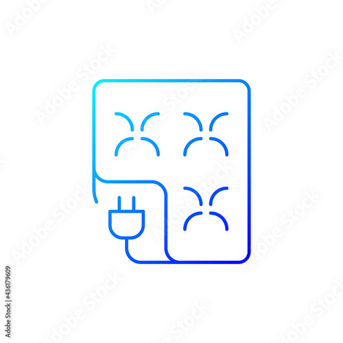 Electric blanket gradient linear vector icon. Comfortable bedding. Warm sheets with control. Textile products. Thin line color symbols. Modern style pictogram. Vector isolated outline drawing