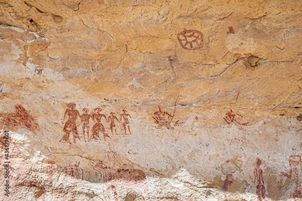 The rock paintings, dating back up to the Stone Age, Chad, Africa