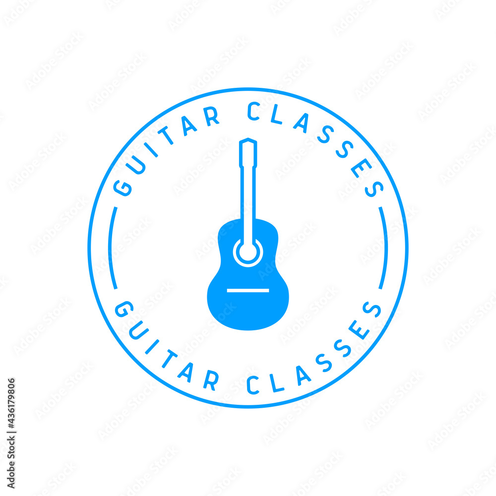 Guitar classes logo. Classic guitar icon Guitar classes logo. Classic guitar icon