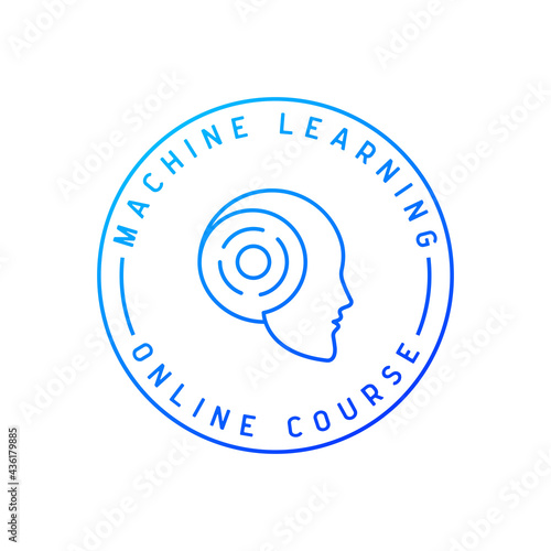 Machine learning course icon. Online education logo template