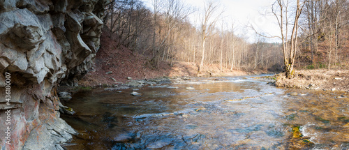 The Czarny Potok stream flowing next to the cave in Rosolina, Polana, Bieszczady Mountains