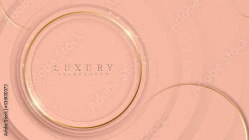 Luxury tones skin shade With golden sparkle line curve. Soft and sweet mood background design. Creative concept vector illustration template For promoting brands and products.