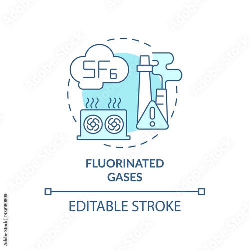 Fluorinated gases concept icon. Greenhouse gas type abstract idea thin line illustration. Industrial processes. Air-conditioners, refrigerators. Vector isolated outline color drawing. Editable stroke photo