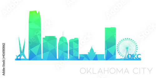 Oklahoma City, OK, USA Low Poly Skyline Clip Art City Design. Geometric Polygon Graphic Horizon Icon. Vector Illustration Symbol.