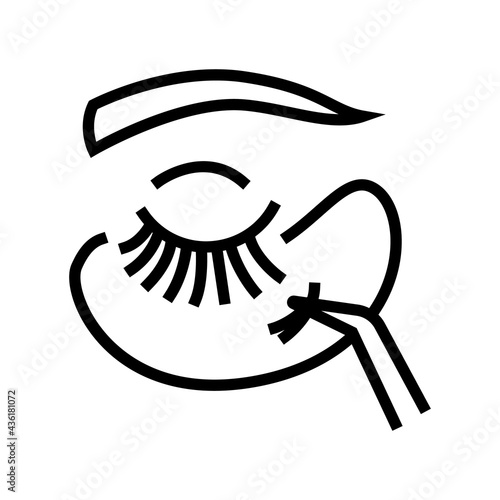 applying eyelashes line icon vector. applying eyelashes sign. isolated contour symbol black illustration
