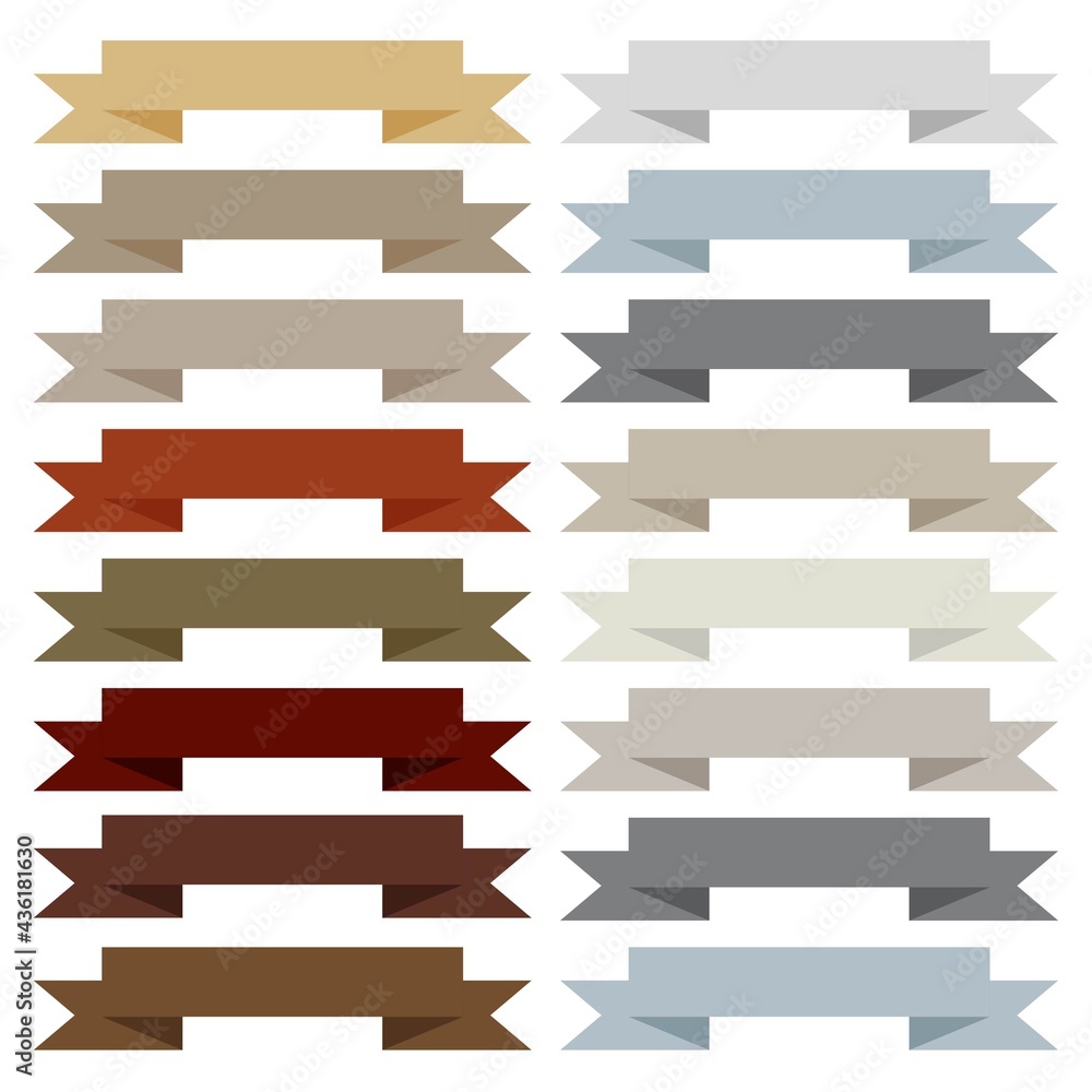 Set of 16 Ribbons. Ribbons banners flat. Colorful Ribbons set. Vector illustration. Vector banner Ribbons. Set of 16 Ribbons. Ribbons banners flat. Colorful Ribbons set. Vector illustration. Vector banner Ribbons.