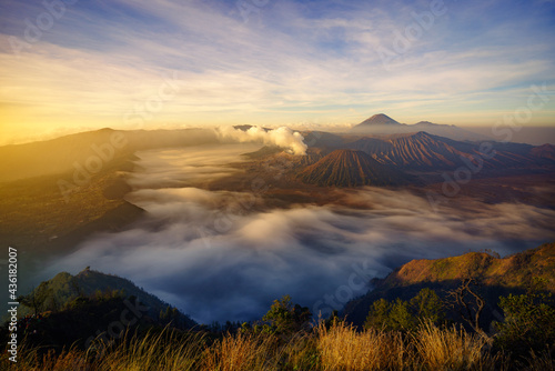 Bromo volcano at sunrise  East Java  Indonesia