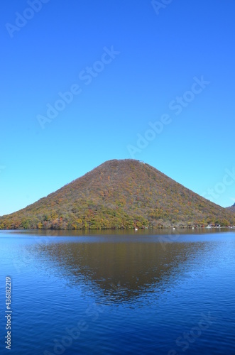 Mt. Haruna and Caldera Lake in autumn foliage