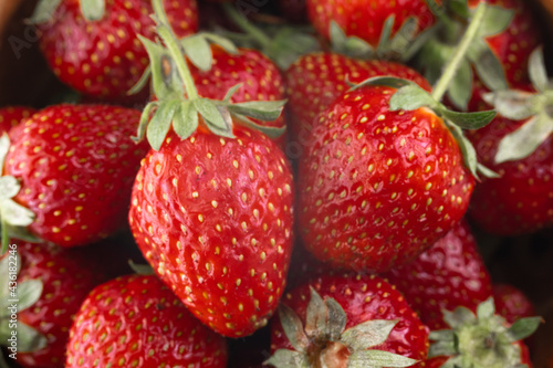 Ripe strawberries as background or texture