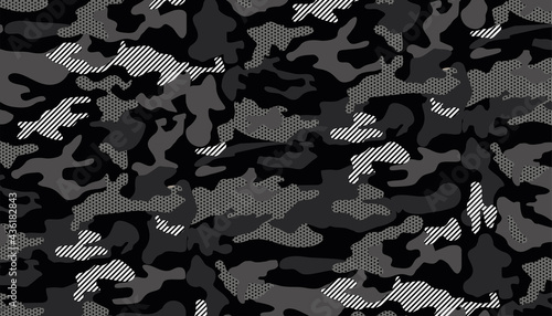 Seamless Camouflage abstract pattern, Military Camouflage repeat pattern design for Army background, printing clothes, fabrics, sport t-shirts jersey, web banners, posters, cards and wallpapers photo