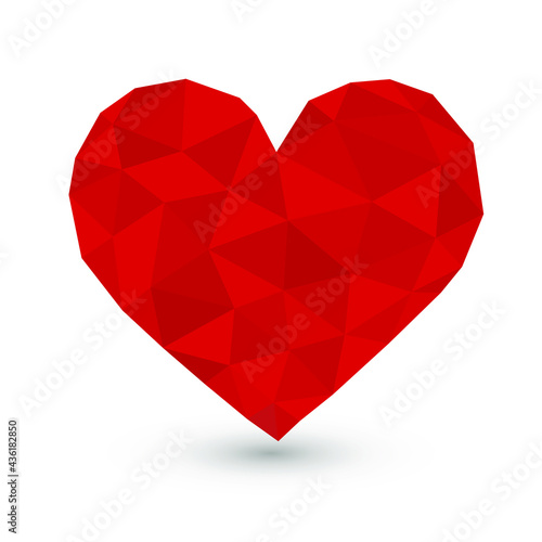 Rubi Heart Red Low Poly Icon Texture. Illustration Design Love Emotion Emoji. Polygon Style Vector Symbol.