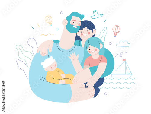Family health and wellness - medical insurance illustration
