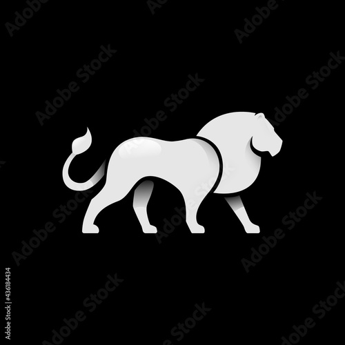 Lion logo with a gradient effect on black background