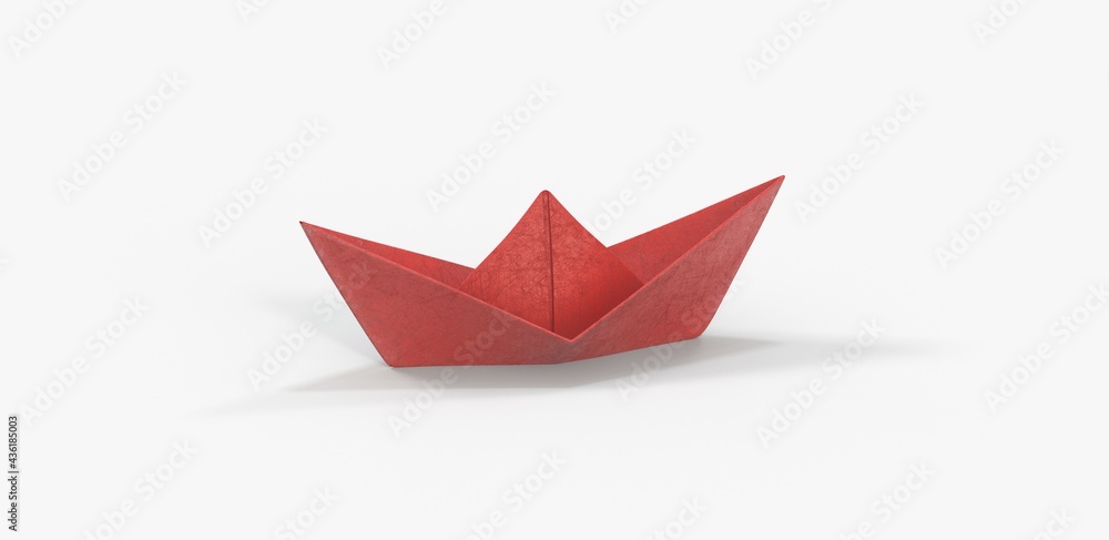 paper boat leadership business concept 3d