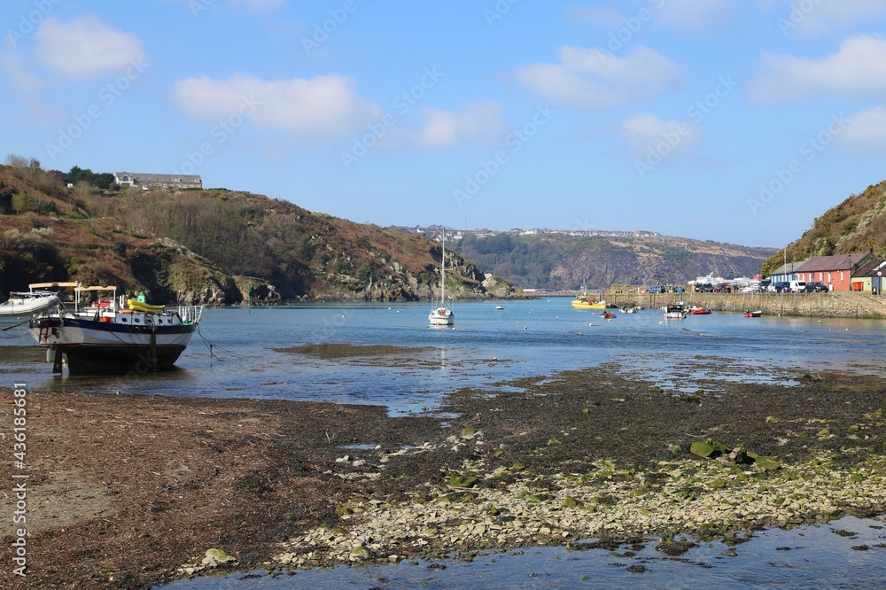A view across the harbour in the picturesque Lower Town of  Fishguard, Pembrokeshire, Wales, UK.