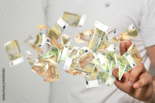 bill euro banknote in hand rain
