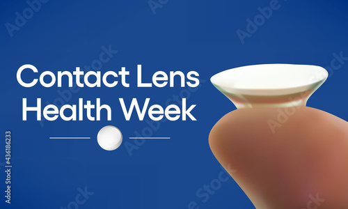 Contact lens health week is observed every year in August, emphasizes the importance of healthy hygiene practices in protecting against serious eye infections and other illnesses. vector illustration