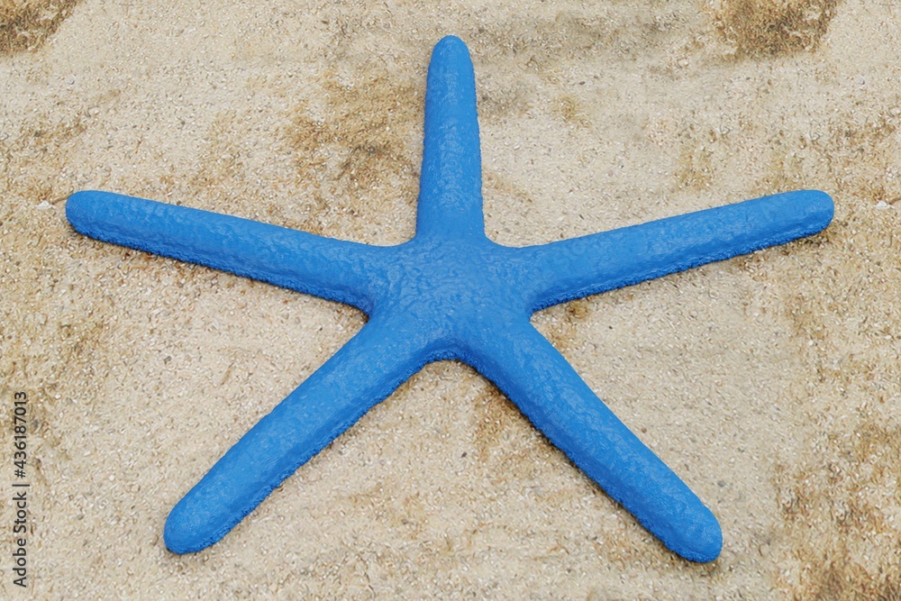 Realistic 3D Render of Blue Starfish Realistic 3D Render of Blue Starfish