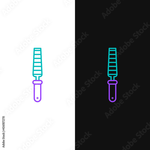 Line Chisel tool for wood icon isolated on white and black background. Colorful outline concept. Vector