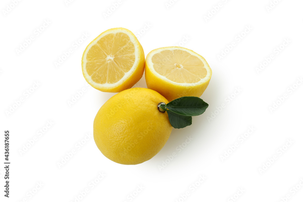 Fresh ripe lemons isolated on white background Fresh ripe lemons isolated on white background