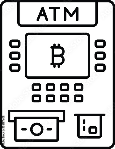 bitcoin atm machine Concept, withdraw your cryptocurrency into fiat Vector Icon Design, Business and Management Symbol, Banking and finance Sign, ECommerce and blockchains Stock illustration 