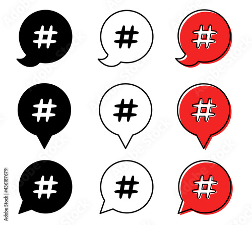 Hashtag icon. Hashtag symbol. Social Media icon for websites and Internet resources. Isolated vector elements. 