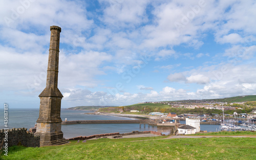 Whitehaven Cumbria coast town with Candlestick Chimney tower landmark and tourist attraction near the Lake District