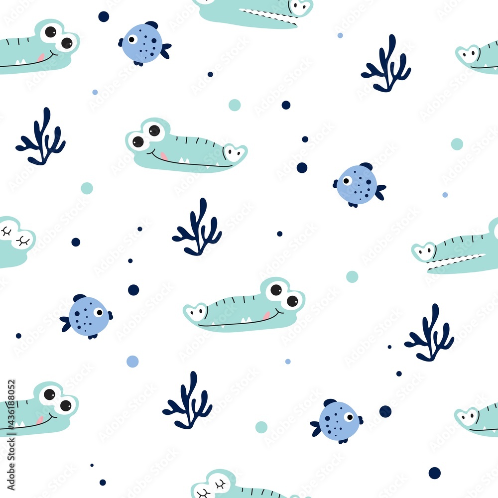 Seamless pattern with cute crocodile Seamless pattern with cute crocodile