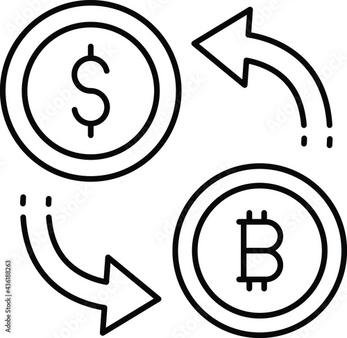Crypto to Dollar Currency Conversion Concept, Bitcon to Cash Vector Icon Design, Business and Management Symbol, Banking and finance Sign, ECommerce and Delivery Stock illustration, Money Liquidation 