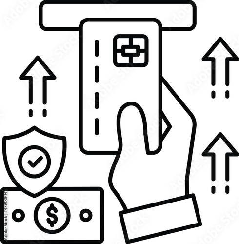 inserting card to money withdrawal Concept Vector Icon Design, Business and Management Symbol, Banking and finance Sign, ECommerce and Delivery Stock illustration 