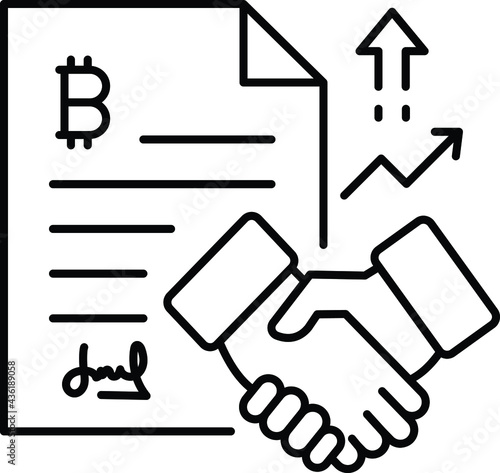 Blockchain Digital Contract Concept, Crypto Agreement or Alliance Vector Icon Design, Business and Management Symbol, Banking and finance Sign, ECommerce and Delivery Stock illustration 