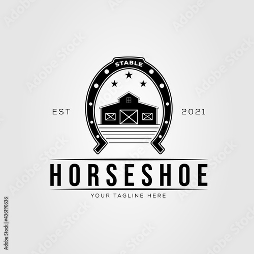 horseshoe stable house and barn logo vector illustration design