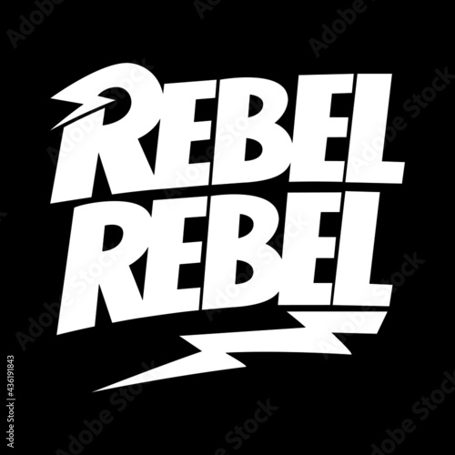 Fényképezés Rebel Thunderstorm Lettering T-shirt, hoodie, sweatshirt, sticker design in David Bowie style