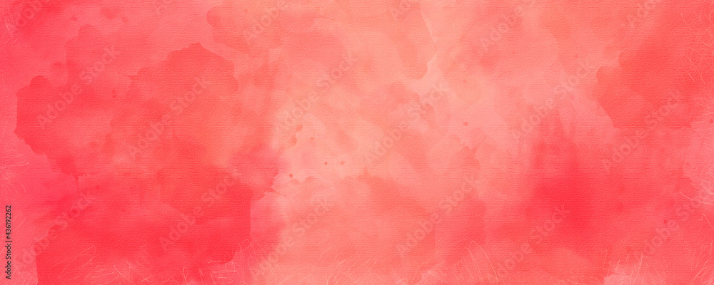 Red wet watercolor splash paint texture on white paper texture