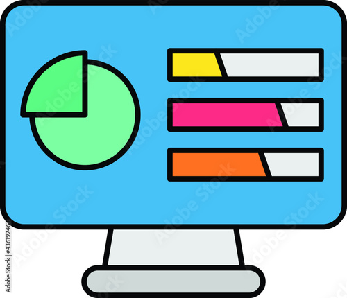 Managing Server Resources Concept, LED with Bar and Graphs Stock illustration, Web hosting Management Control Panel Web Application Vector Icon Design, Data Center Software Report Symbol,