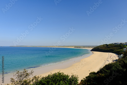 View of Carbis Bay close to St Ives in Cornwall, UK.