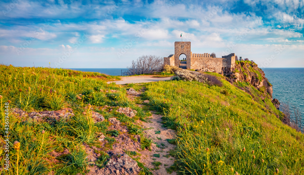 Captivating morning view of Kaliakra fortress. Splendid landscape of Bulgaria, Europe. Attractive spring seascape of Black sea. Traveling concept background. Captivating morning view of Kaliakra fortress. Splendid landscape of Bulgaria, Europe. Attractive spring seascape of Black sea. Traveling concept background.