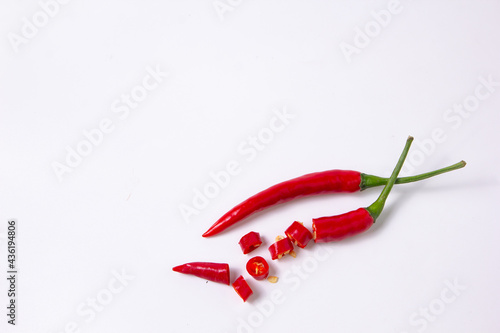 Red chili peppers on a white background