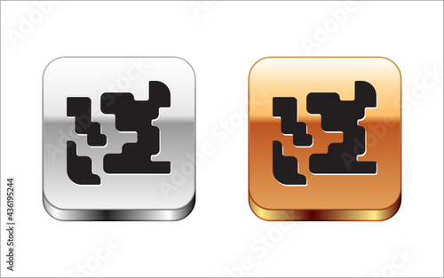 Black Gaseous icon isolated on white background. Changing the state of matter in gas. Silver-gold square button. Vector