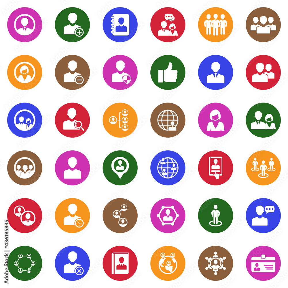 User Icons. White Flat Design In Circle. Vector Illustration. User Icons. White Flat Design In Circle. Vector Illustration.