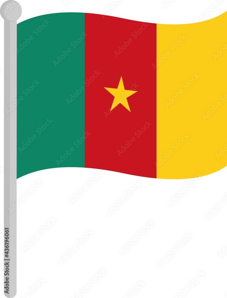 Vector illustration of the flag of Cameroon on a pole Vector illustration of the flag of Cameroon on a pole
