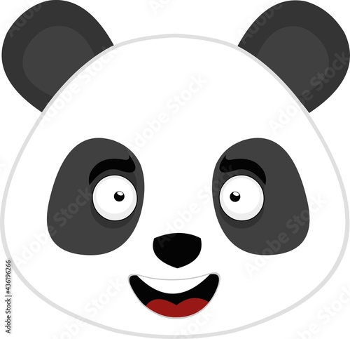 Vector emoticon illustration of the face of a cartoon panda bear with a happy expression