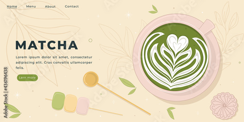 Matcha Latte Art Vector Illustration