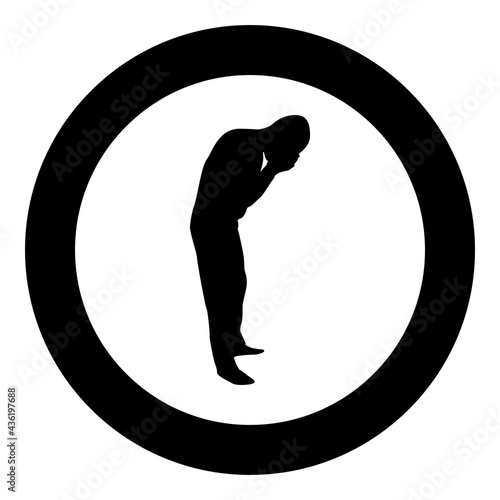 Man wash face water Male cleansing facial Washes his Concept cares about his look Hygiene silhouette in circle round black color vector illustration solid outline style image
